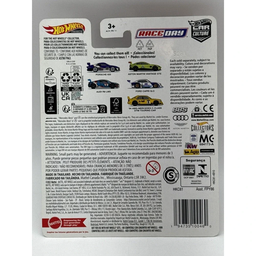 Hot Wheels Audi R8 LMS Race Day Diecast Car 1:64 Blue/White/Red Metal/Metal Real